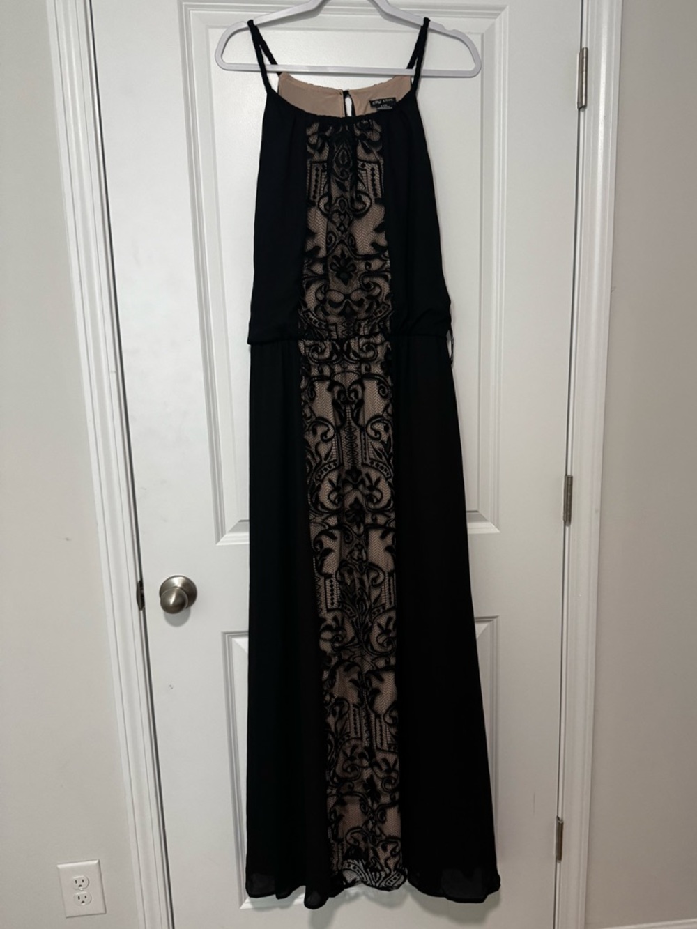 City Chic Black and Nude Lace-Panel Maxi Dress